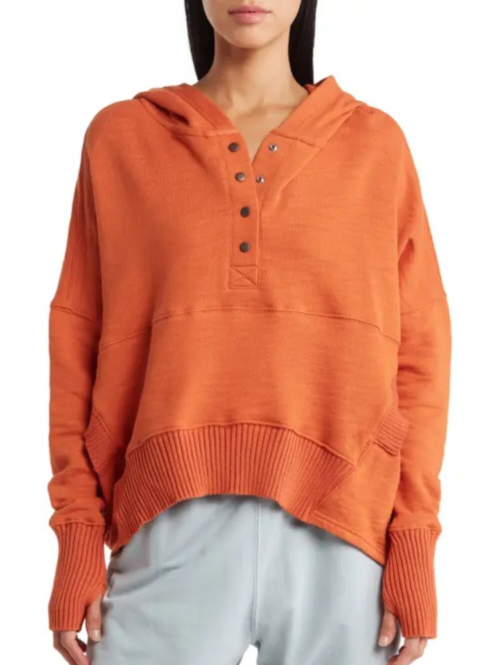 FREE PEOPLE MOVEMENT Honey Dove Orange Oversized Cotton Terry Sweatshirt, Size S